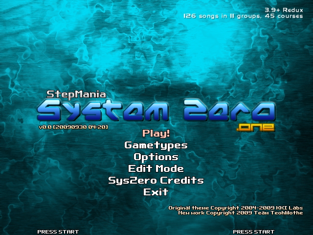 {System Zero.one Title Menu preview}